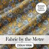 Ornate Vintage Floral Swirl Pattern with Yellow Blue Details Seamless Pattern Digital Print Fabric by the Metre UK Sewing Quilting Textile