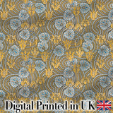 Ornate Vintage Floral Swirl Pattern with Yellow Blue Details Seamless Pattern Digital Print Fabric by the Metre UK Sewing Quilting Textile