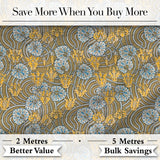 Ornate Vintage Floral Swirl Pattern with Yellow Blue Details Seamless Pattern Digital Print Fabric by the Metre UK Sewing Quilting Textile