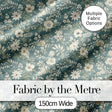 Delicate Cream Floral Garden Pattern on Dusty Blue Background Seamless Pattern Digital Print Fabric by the Metre UK Sewing Quilting Textile
