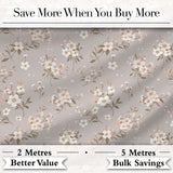 Elegant Neutral Floral Blossom Pattern Soft Beige Background Seamless Pattern Digital Print Fabric by the Metre UK Sewing Quilting Textile