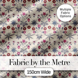 Vintage Meadow Floral with Pink Blooms and Blue Leaves Seamless Pattern Digital Print Fabric by the Metre UK Sewing Quilting Textile