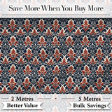 Classic Red and Navy Floral Damask Ornamental Seamless Pattern Digital Print Fabric by the Metre UK Sewing Quilting Textile