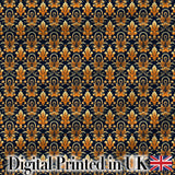 Rich Golden Ornamental Baroque Pattern on Dark Background Seamless Pattern Digital Print Fabric by the Metre UK Sewing Quilting Textile