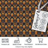 Rich Golden Ornamental Baroque Pattern on Dark Background Seamless Pattern Digital Print Fabric by the Metre UK Sewing Quilting Textile