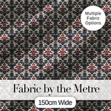 Classic Vintage Red and Navy Damask Ornamental Seamless Pattern Digital Print Fabric by the Metre UK Sewing Quilting Textile