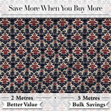 Classic Vintage Red and Navy Damask Ornamental Seamless Pattern Digital Print Fabric by the Metre UK Sewing Quilting Textile