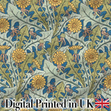 Classic Arts and Crafts Yellow Floral with Green Leaves Seamless Pattern Digital Print Fabric by the Metre UK Sewing Quilting Textile
