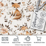 Cute Watercolor Fox with Floral Leaves Seamless Pattern Digital Print Fabric by the Metre UK Sewing Quilting Textile