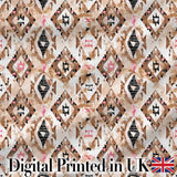 Abstract Boho Tribal Shapes in Neutral Tones Seamless Pattern Digital Print Fabric by the Metre UK Sewing Quilting Textile