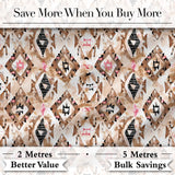 Abstract Boho Tribal Shapes in Neutral Tones Seamless Pattern Digital Print Fabric by the Metre UK Sewing Quilting Textile
