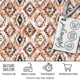 Abstract Boho Tribal Shapes in Neutral Tones Seamless Pattern Digital Print Fabric by the Metre UK Sewing Quilting Textile