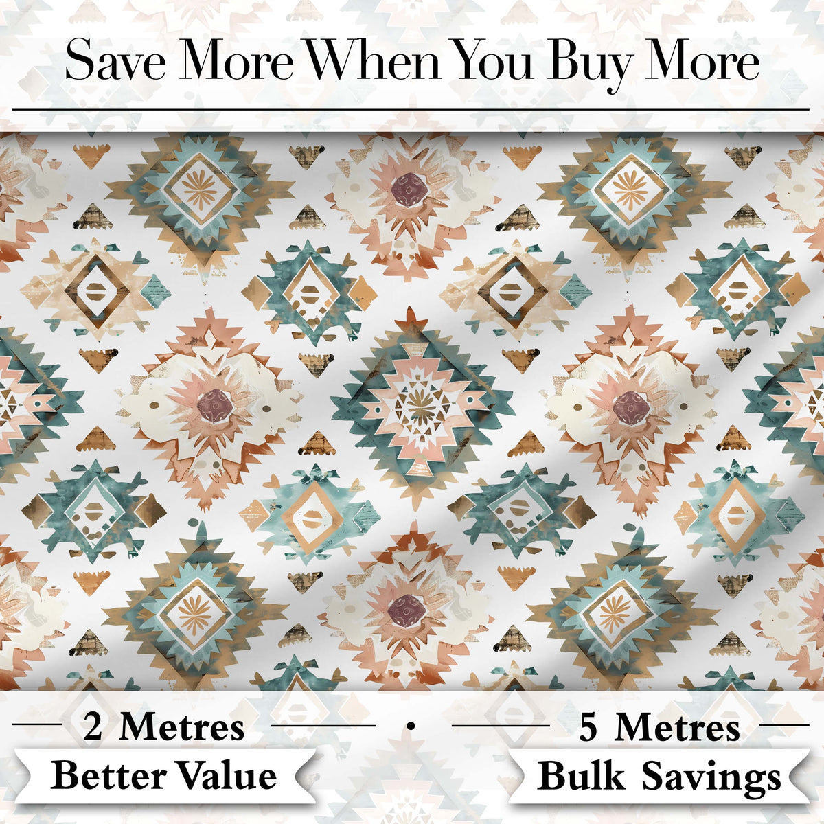 Soft Pastel Aztec Geometric Watercolor Seamless Pattern Digital Print Fabric by the Metre UK Sewing Quilting Textile