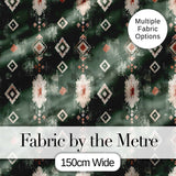 Rustic Green Tribal Ikat Geometric Seamless Pattern Digital Print Fabric by the Metre UK Sewing Quilting Textile