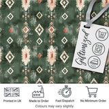 Rustic Green Tribal Ikat Geometric Seamless Pattern Digital Print Fabric by the Metre UK Sewing Quilting Textile