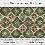 Green and Pink Tribal Aztec Geometric Seamless Pattern Digital Print Fabric by the Metre UK Sewing Quilting Textile