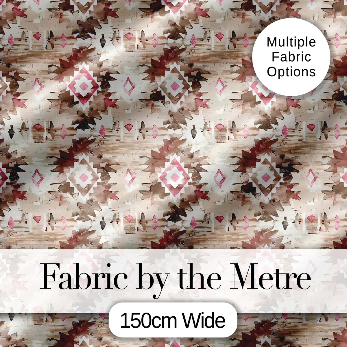 Neutral Beige and Blush Abstract Tribal Seamless Pattern Digital Print Fabric by the Metre UK Sewing Quilting Textile