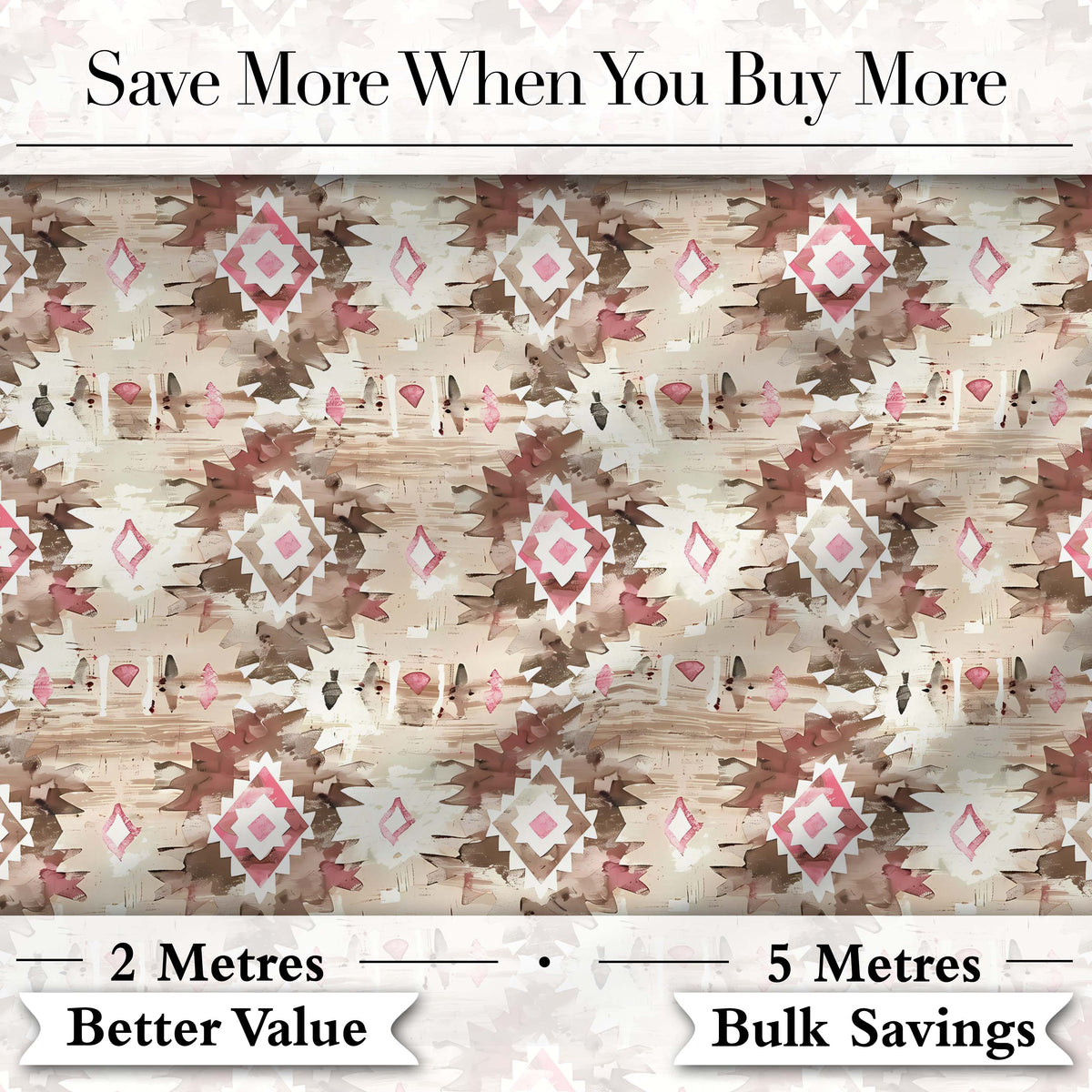 Neutral Beige and Blush Abstract Tribal Seamless Pattern Digital Print Fabric by the Metre UK Sewing Quilting Textile