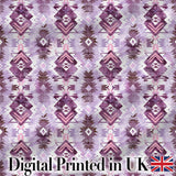 Purple and Lilac Tribal Aztec Geometric Seamless Pattern Digital Print Fabric by the Metre UK Sewing Quilting Textile