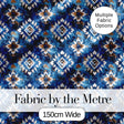 Deep Blue Artistic Tribal Aztec Seamless Pattern Digital Print Fabric by the Metre UK Sewing Quilting Textile