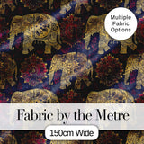 Vintage Elephant and Floral Ethnic Seamless Pattern Digital Print Fabric by the Metre UK Sewing Quilting Textile