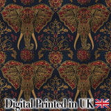Detailed Mandala Elephant Head Ornamental Seamless Pattern Digital Print Fabric by the Metre UK Sewing Quilting Textile