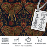 Detailed Mandala Elephant Head Ornamental Seamless Pattern Digital Print Fabric by the Metre UK Sewing Quilting Textile