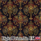 Luxury Gold Elephant with Floral Motif Seamless Pattern Digital Print Fabric by the Metre UK Sewing Quilting Textile