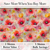 Soft Watercolor Poppy Flowers with Paint Splatter Seamless Pattern Digital Print Fabric by the Metre UK Sewing Quilting Textile