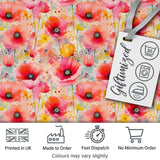 Soft Watercolor Poppy Flowers with Paint Splatter Seamless Pattern Digital Print Fabric by the Metre UK Sewing Quilting Textile