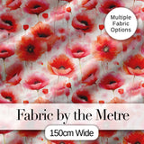 Light Pastel Poppy Flowers Soft Artistic Seamless Pattern Digital Print Fabric by the Metre UK Sewing Quilting Textile