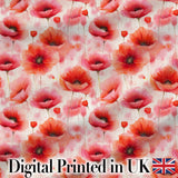 Light Pastel Poppy Flowers Soft Artistic Seamless Pattern Digital Print Fabric by the Metre UK Sewing Quilting Textile