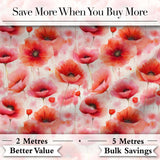 Light Pastel Poppy Flowers Soft Artistic Seamless Pattern Digital Print Fabric by the Metre UK Sewing Quilting Textile
