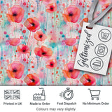 Dreamy Watercolor Poppy Flowers with Dripping Paint Seamless Pattern Digital Print Fabric by the Metre UK Sewing Quilting Textile