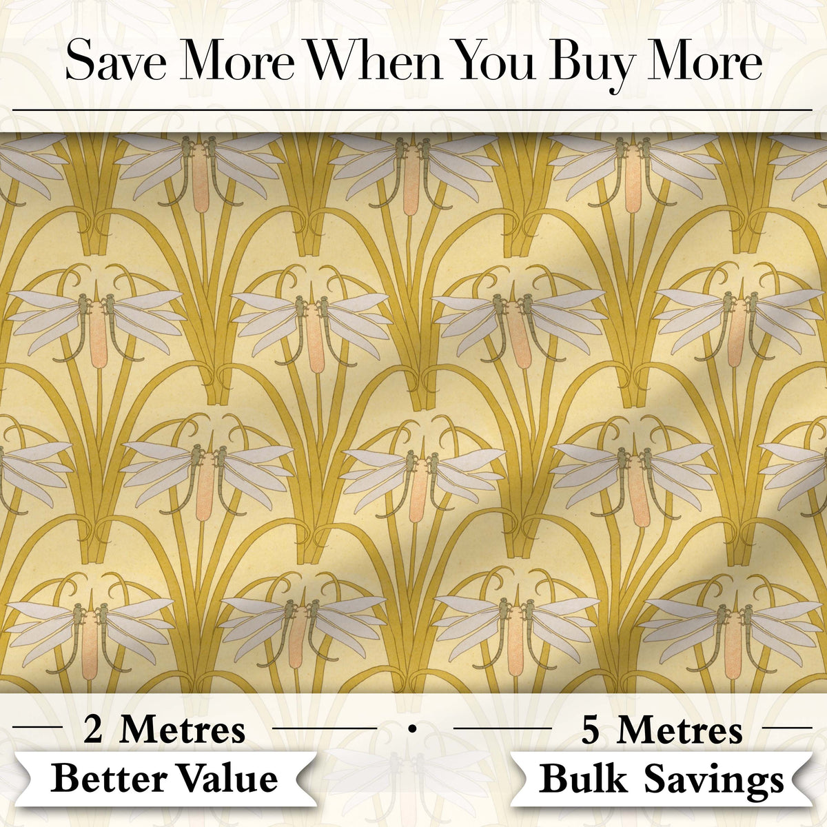 Vintage Art Nouveau Dragonfly Floral Elegant Seamless Pattern Digital Print Fabric by the Metre UK Sewing Quilting Textile