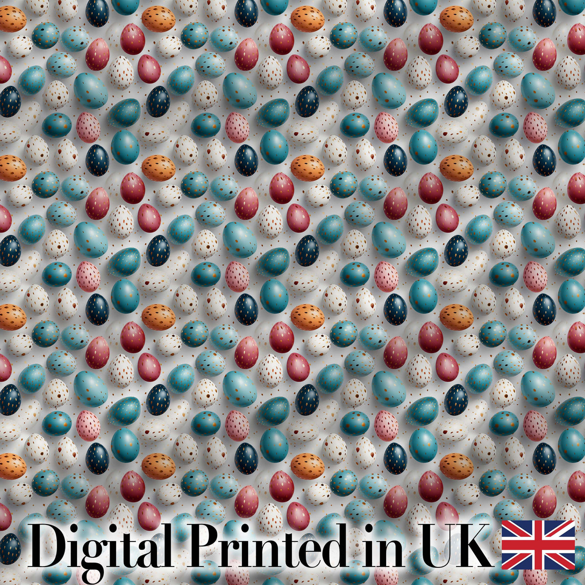 Colorful Speckled Easter Eggs on Light Background Seamless Pattern Digital Print Fabric by the Metre UK Sewing Quilting Textile