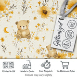 Cute Teddy Bears with Yellow Flowers Seamless Pattern Digital Print Fabric by the Metre UK Sewing Quilting Textile