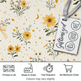 Yellow Wildflower Botanical with Moon and Stars Seamless Pattern Digital Print Fabric by the Metre UK Sewing Quilting Textile