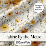 Elegant Yellow Floral Bow Botanical Seamless Pattern Digital Print Fabric by the Metre UK Sewing Quilting Textile