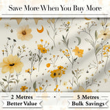 Elegant Yellow Floral Bow Botanical Seamless Pattern Digital Print Fabric by the Metre UK Sewing Quilting Textile