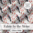 Realistic Red Headed Woodpecker on Berry Branch Seamless Pattern Digital Print Fabric by the Metre UK Sewing Quilting Textile