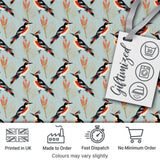 Stylized Woodpecker Birds with Foliage Seamless Pattern Digital Print Fabric by the Metre UK Sewing Quilting Textile