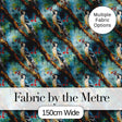 Artistic Blue Woodpecker on Tree Branch Seamless Pattern Digital Print Fabric by the Metre UK Sewing Quilting Textile
