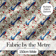 Elegant Blue and Red Birds with Floral Branch Seamless Pattern Digital Print Fabric by the Metre UK Sewing Quilting Textile