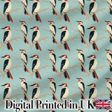 Minimal Red and Black Woodpecker Birds on Branch Seamless Pattern Digital Print Fabric by the Metre UK Sewing Quilting Textile