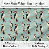 Minimal Red and Black Woodpecker Birds on Branch Seamless Pattern Digital Print Fabric by the Metre UK Sewing Quilting Textile