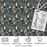 Vintage Style Woodpecker Birds with Blossoms and Berries Seamless Pattern Digital Print Fabric by the Metre UK Sewing Quilting Textile