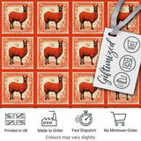 Vintage Red Llama Stamp Style Illustration Seamless Pattern Digital Print Fabric by the Metre UK Sewing Quilting Textile