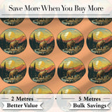Wild Bear in Mountain Landscape Circle Design Seamless Pattern Digital Print Fabric by the Metre UK Sewing Quilting Textile