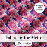 Pink Dahlia Floral Bloom with Soft Purple Leaves Seamless Pattern Digital Print Fabric by the Metre UK Sewing Quilting Textile